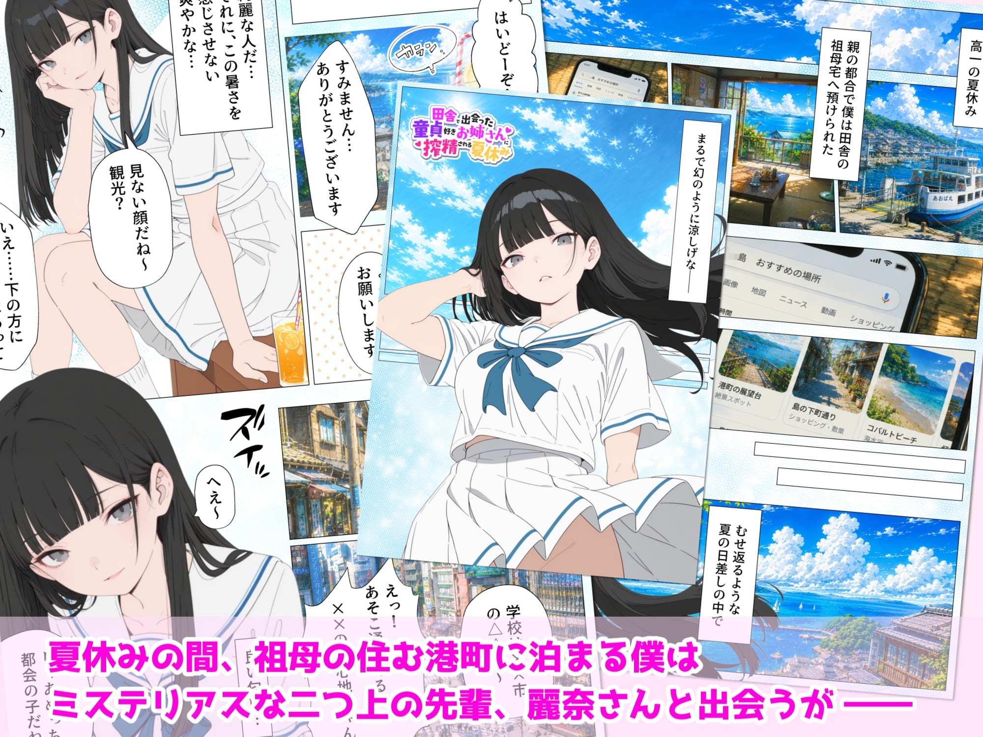 【漫画】メス臭漂うお姉さんに濃厚搾精マ●コで童貞を奪ってもらった夏休み サンプル2