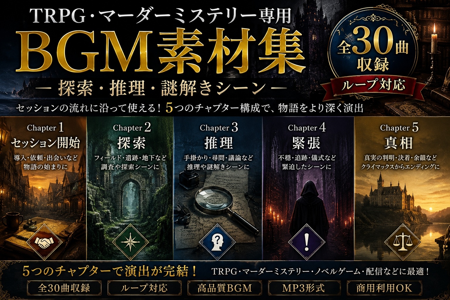 TRPG・マーダーミステリーBGM素材集 ― 探索・推理・謎解きシーン ― 画像1
