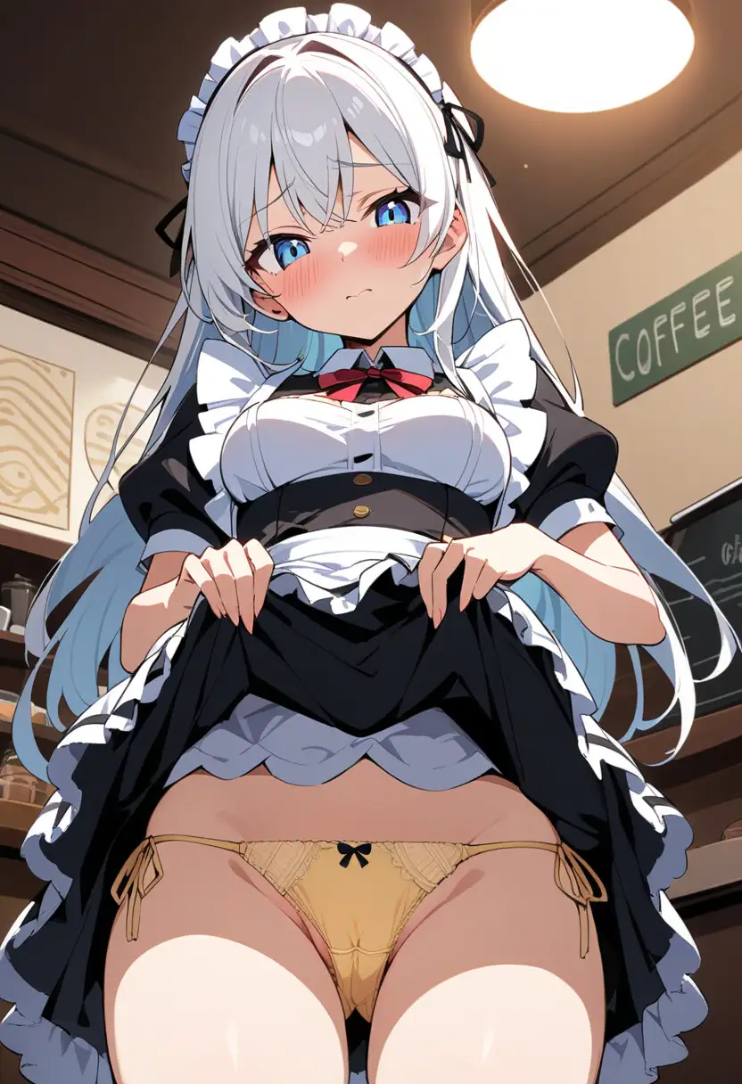 メイド服でスカートたくし上げパンチラ200枚 サンプル画像 4