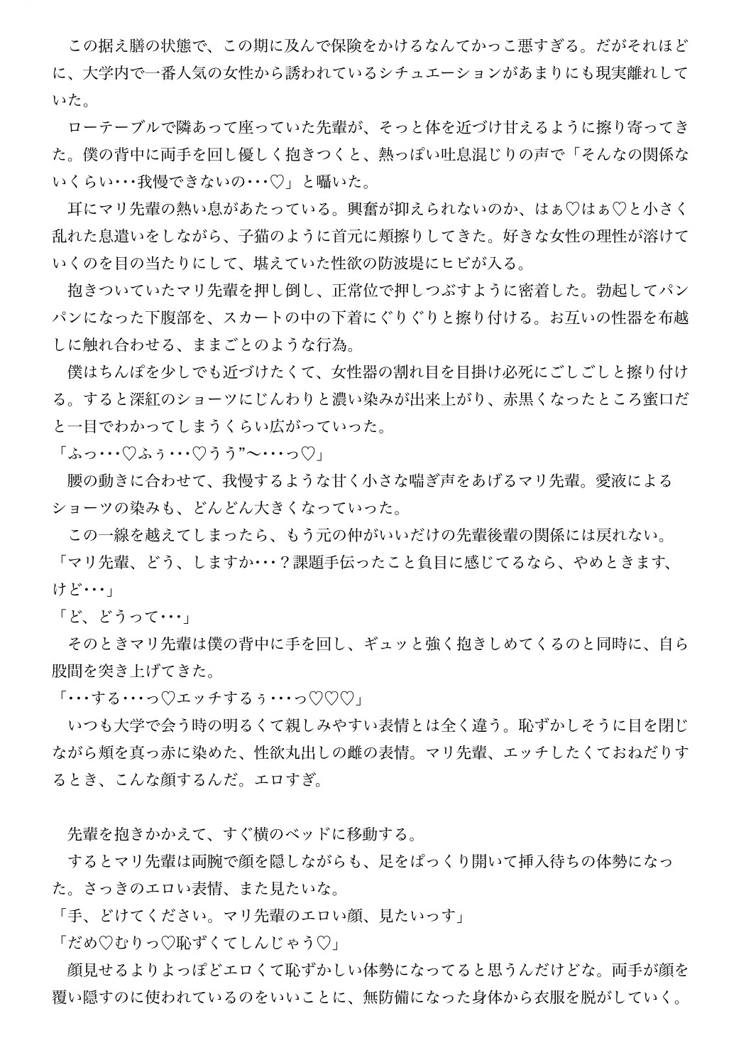 大学の先輩の部屋で課題を手伝うだけのはずが、エロい雰囲気になってなし崩しえっち