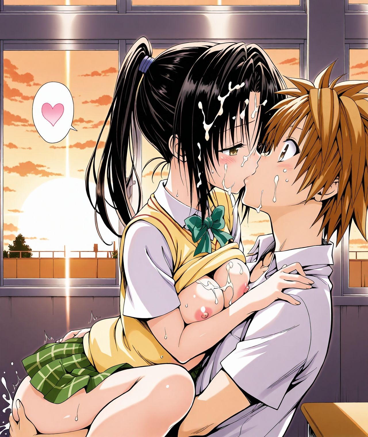【CG集TLHR1対応】【アクシデン To LOVE】黒髪ポニテロングクーデレ先輩(実はドスケベ)女学生八条凛子ちゃんと放課後の教室でラブラブ学生服エッチで中だし大量射精 画像4
