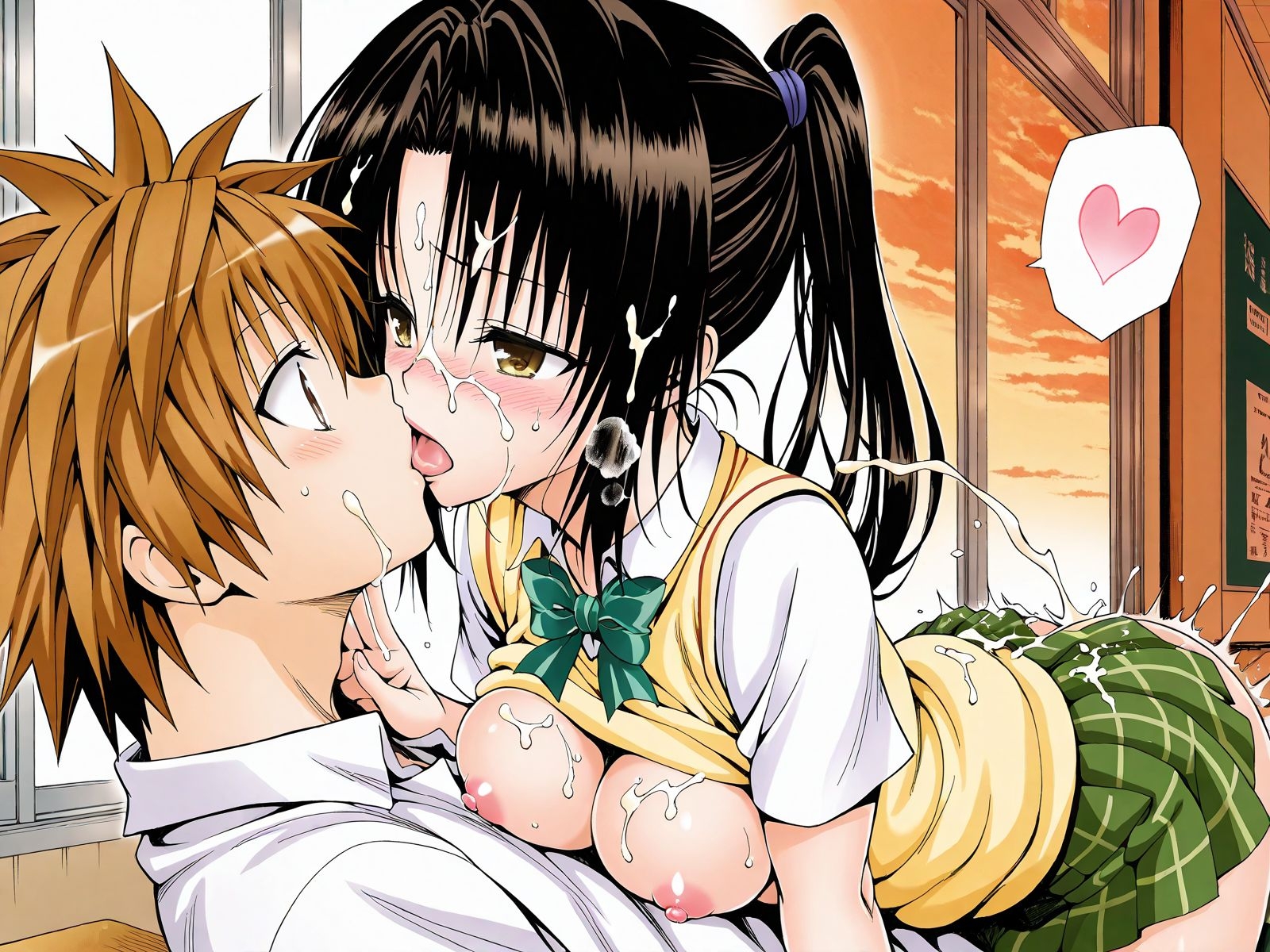 【CG集TLHR1対応】【アクシデン To LOVE】黒髪ポニテロングクーデレ先輩(実はドスケベ)女学生八条凛子ちゃんと放課後の教室でラブラブ学生服エッチで中だし大量射精 画像7
