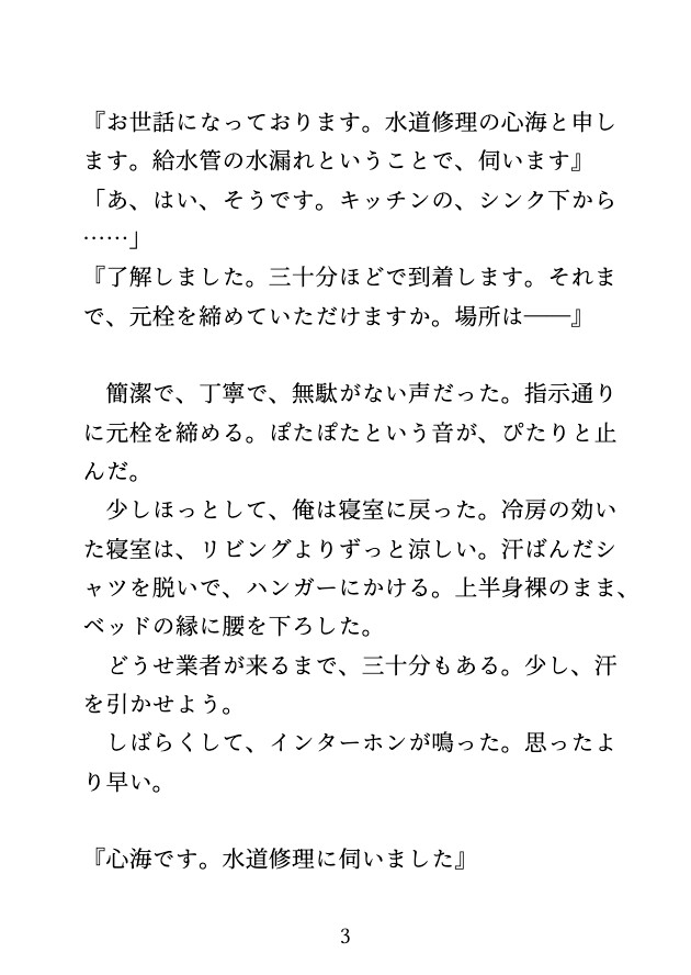 水道業者の人に自慰現場を見られて、乳首とおちんぽを執拗に責められ最後は中出しされる受け [げっか] | DLsiteがるまに 4