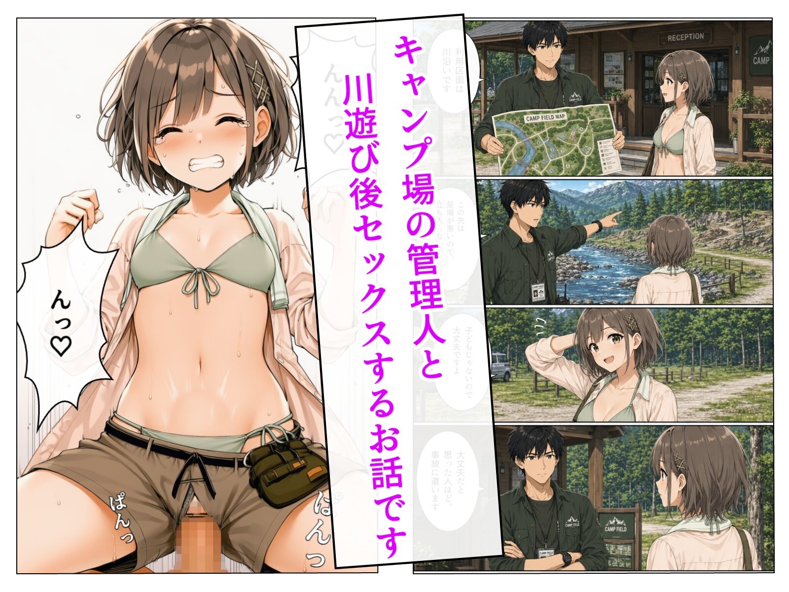 川遊びのあと、管理人さんと。 サンプル1