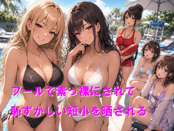 プールで素っ裸にされて恥ずかしい短小を晒される