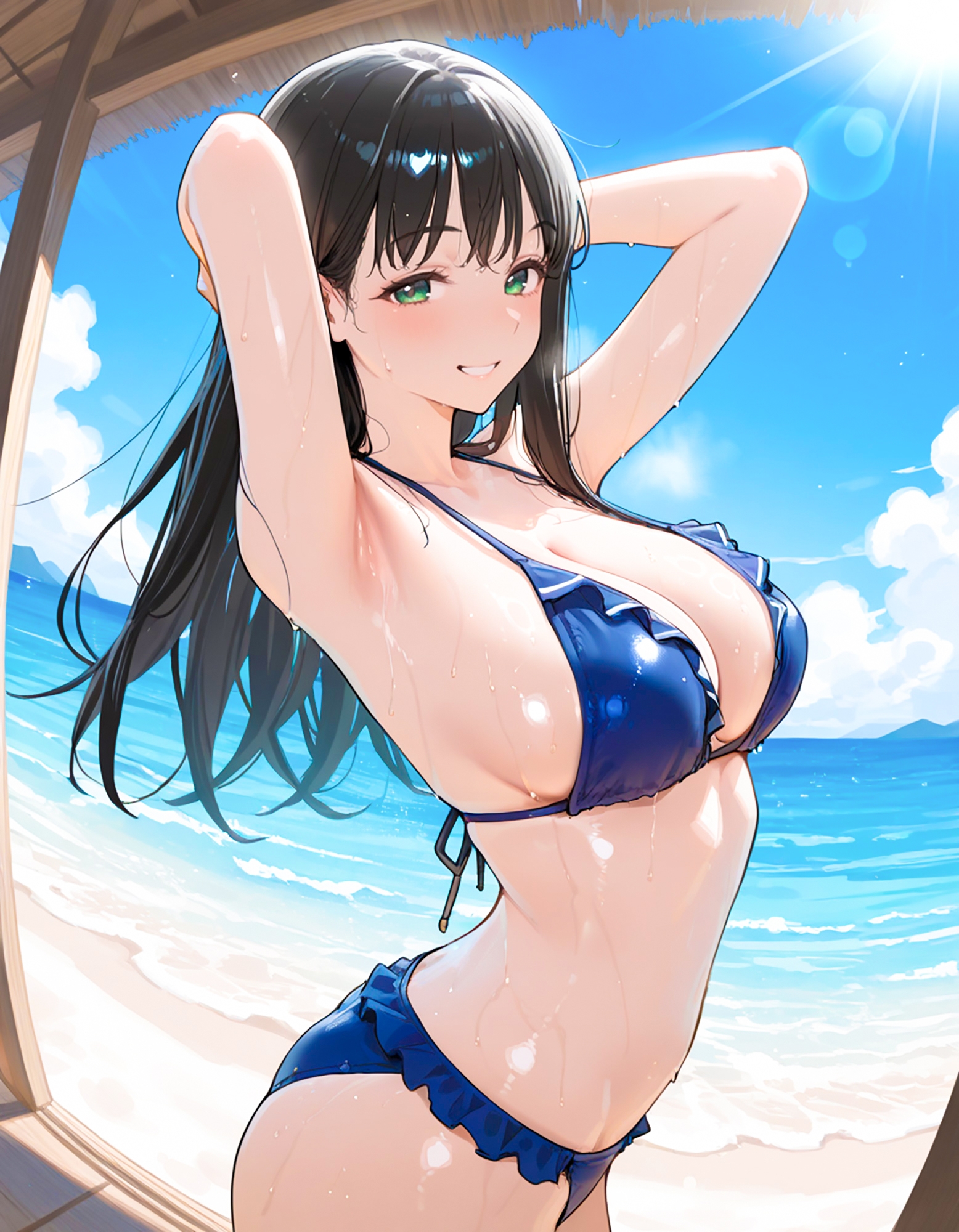 優等生快楽堕ち！ビキニ姿の黒髪美少女生徒会長をアヘイキするまでわからせたったww2【真夏のビーチ×ナイトプール編】 画像1