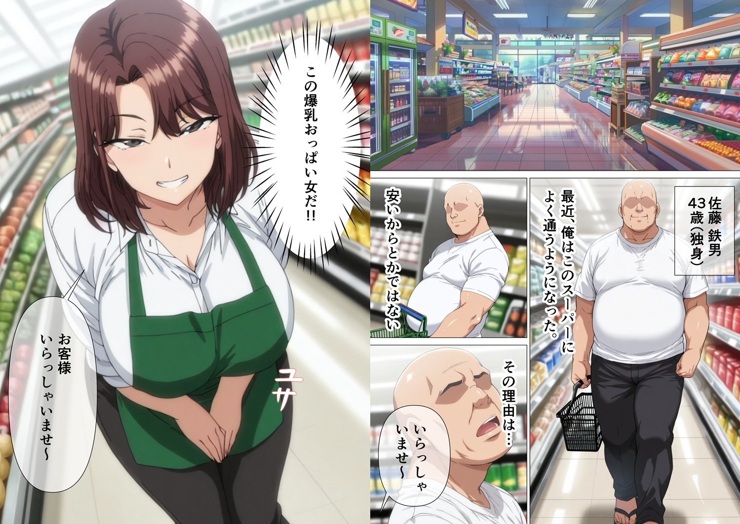 スーパーで働いているデカパイ子持ちママ店員を時間停止で孕ませセックスする話 サンプル1