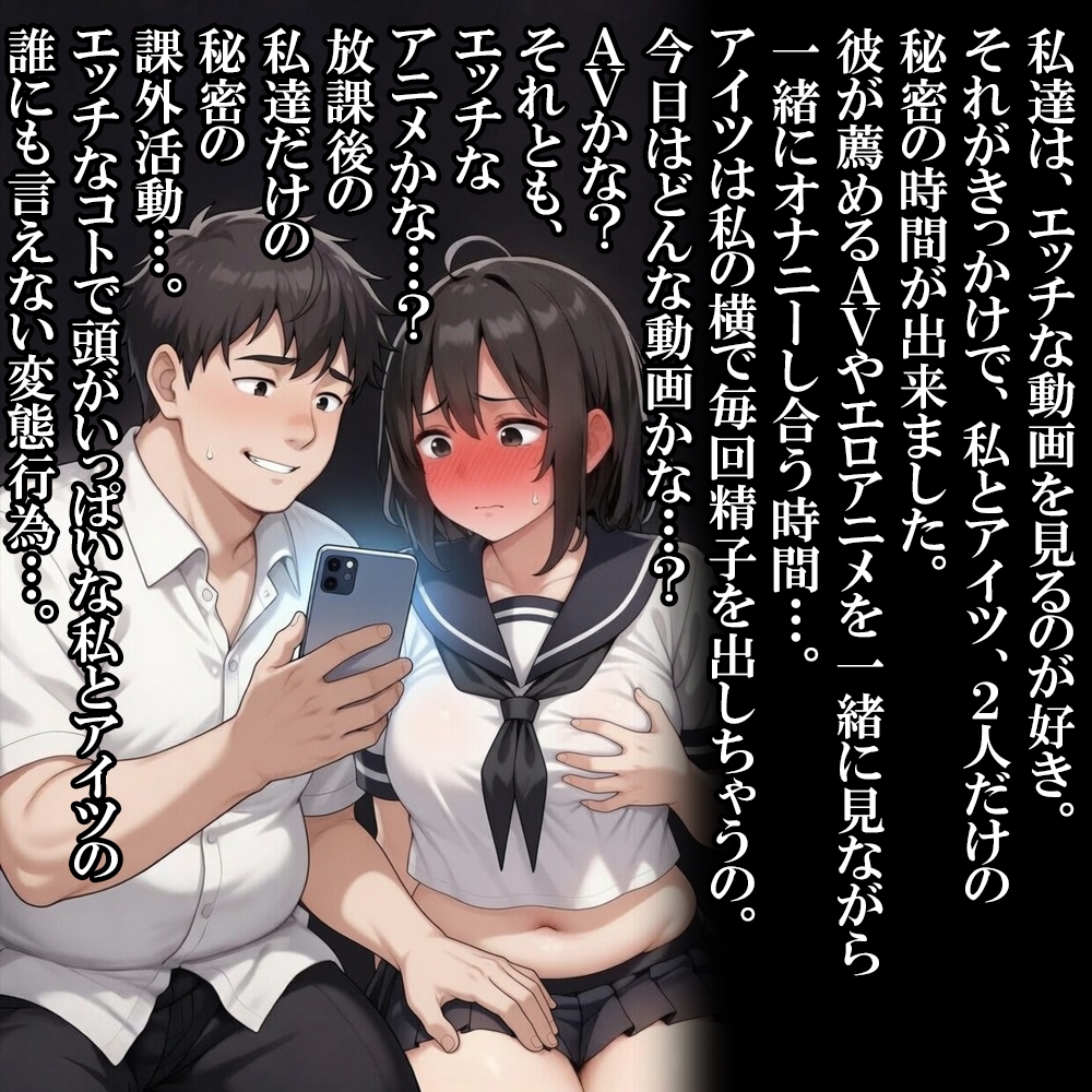 君と一緒にエロアニ鑑賞オナ射精 #02 『気弱な眼鏡っ娘J▶がキモい男の言いなりになっちゃうやつ』-1画像