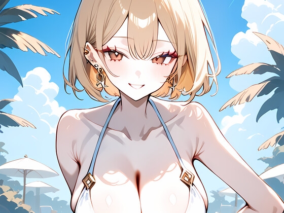 【巨乳】【金髪ギャル】【お姉さん】濡れ水着のリナ ―焼かない白ギャルの夏プール・余裕が崩れるまで―