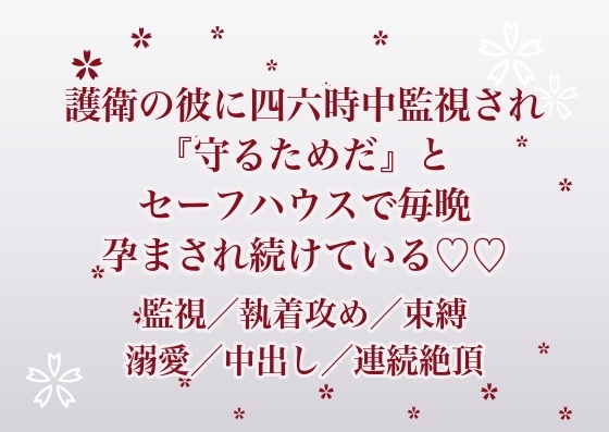 脅迫を受けて雇った元自衛官のボディガードに四六時中GPSでも盗聴でも監視されていた私が、『守るためだ』とセーフハウスに囲われて毎晩孕まされ続けている話