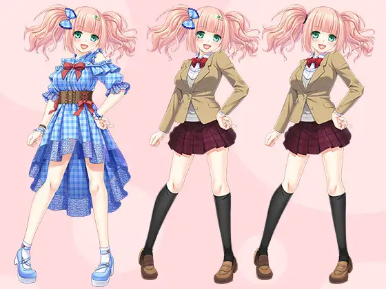 【立ち絵素材R18】ツインテピンクの活発美少女アイドル フルセットPSDパック サンプル画像 6