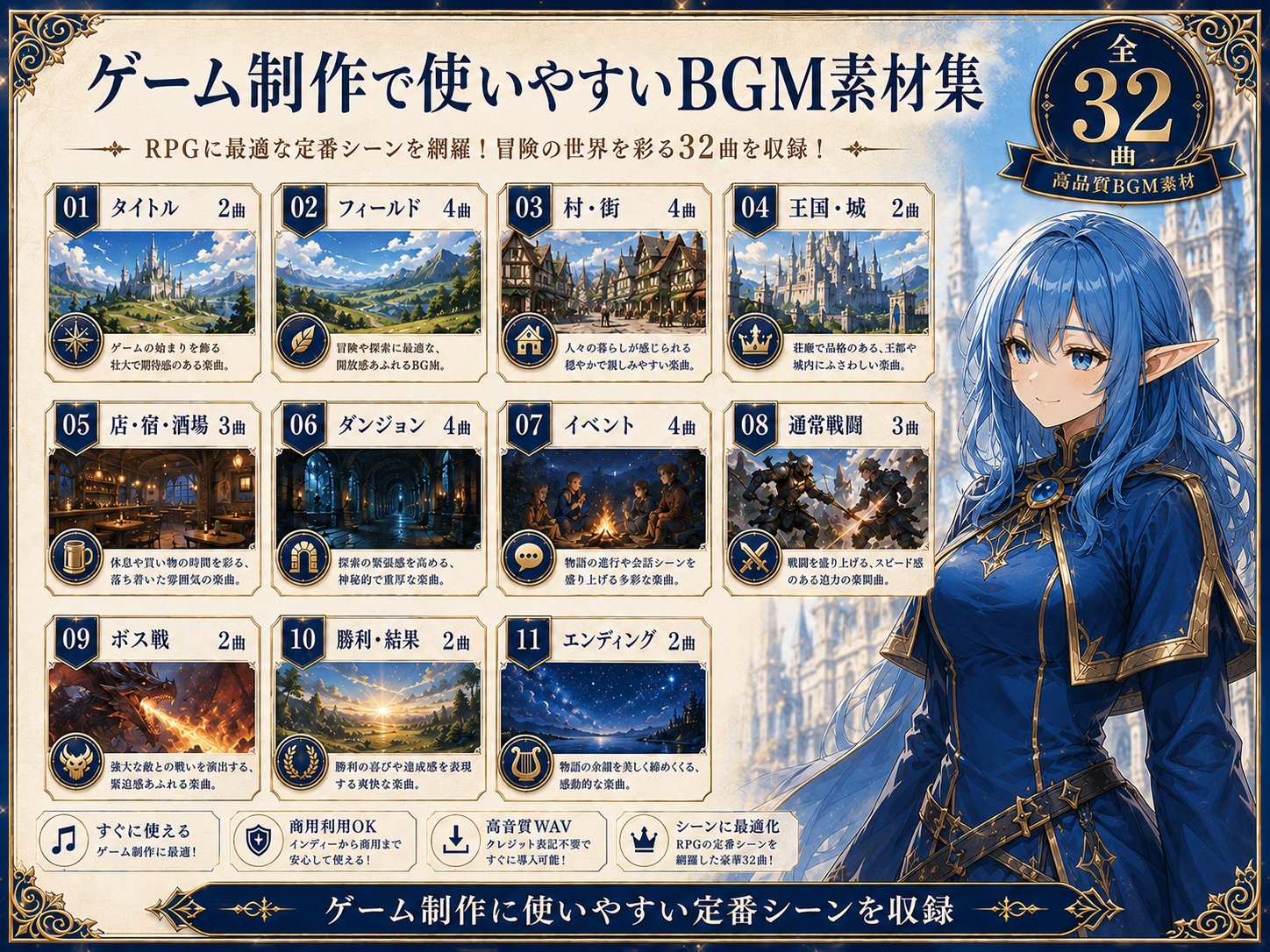 【全32曲】王道ファンタジーRPG BGM素材集|ゲーム制作・TRPG・商用利用可・高音質WAV 画像2