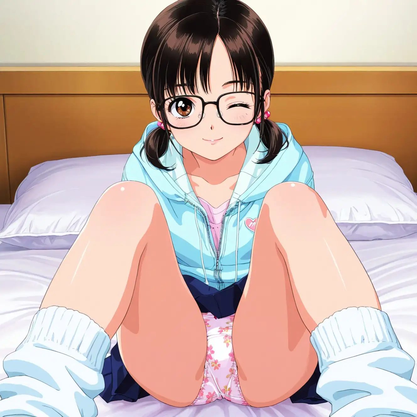 レトロアニメ風JKのM字&四つん這いパンチラ サンプル画像 3