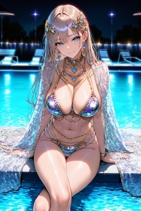 ドスケベ水着でナイトプールに来た姫が即生ハメされてアヘ顔晒すまで