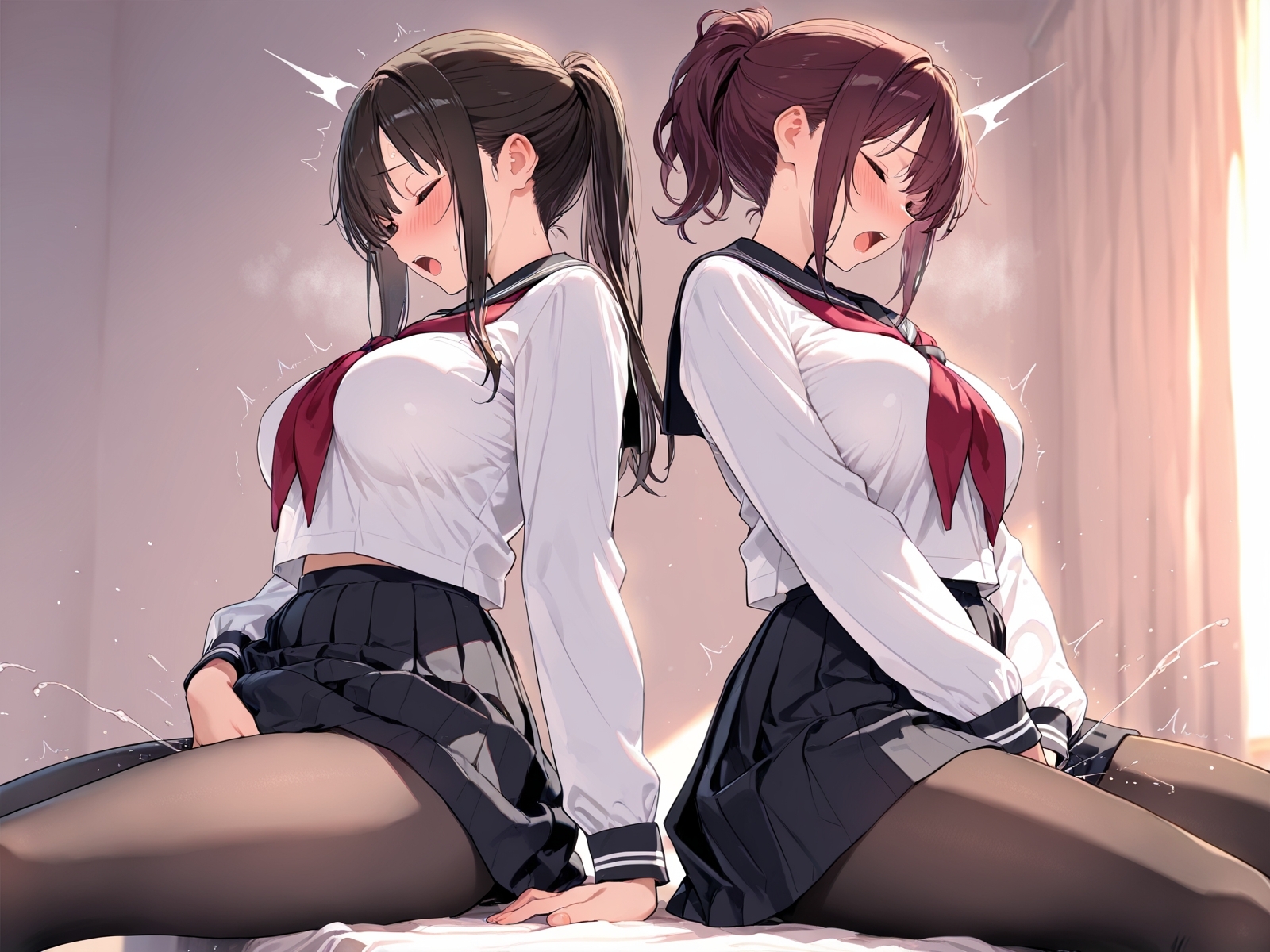 【角オナニー動画】きもちいい角を見つけちゃった女の子たち～パート(14)制服スペシャル！「雪見だいふくちゃん」&「Amiちゃん」の2人でオナニー サンプル1