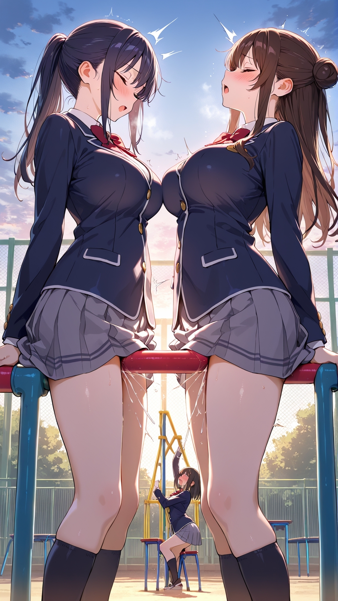 【角オナニー動画】きもちいい角を見つけちゃった女の子たち～パート(14)制服スペシャル！「雪見だいふくちゃん」&「Amiちゃん」の2人でオナニー サンプル10
