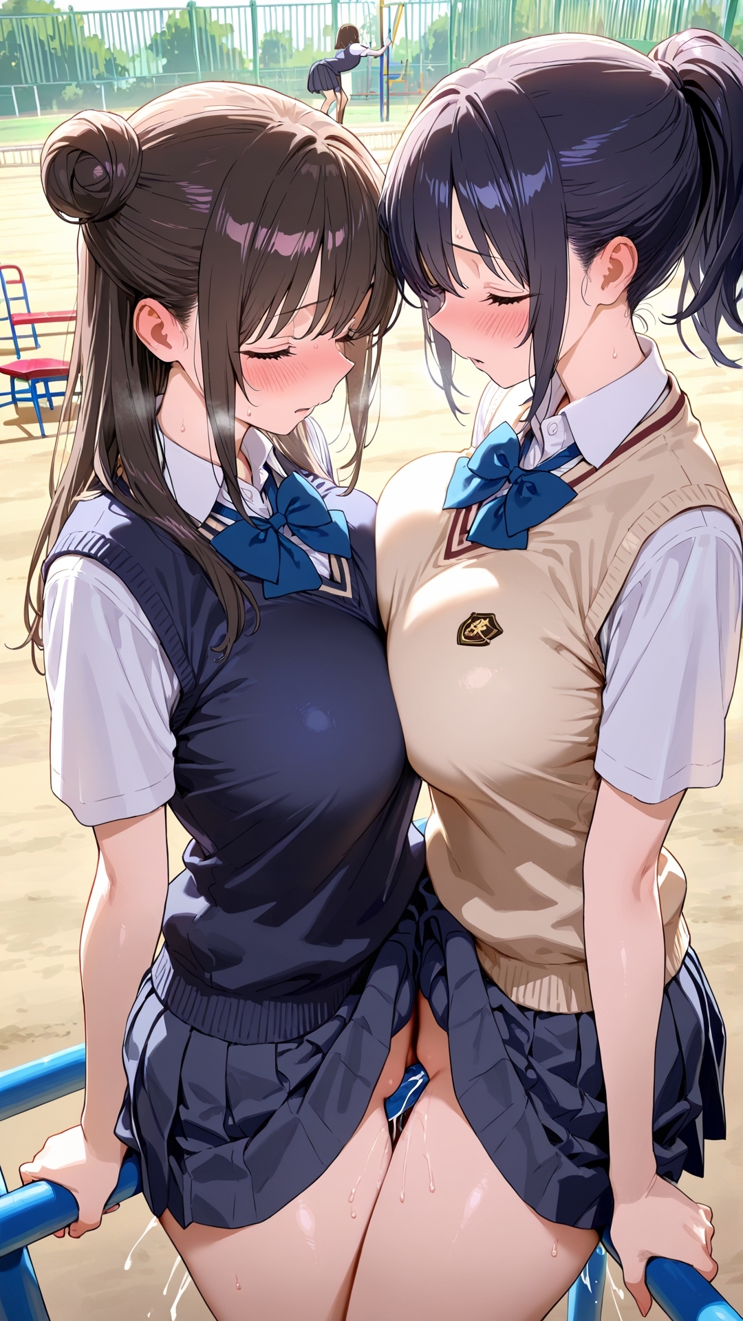【角オナニー動画】きもちいい角を見つけちゃった女の子たち～パート(14)制服スペシャル！「雪見だいふくちゃん」&「Amiちゃん」の2人でオナニー サンプル8