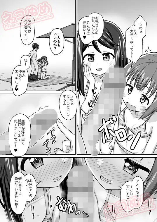 スキスキお兄ちゃん 秘密のプライベートビーチでイチャラブ3P ～真夏の水着で溶け合う甘エッチ～ サンプル画像 2