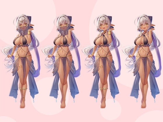 【立ち絵素材R18】ダークエルフの踊り子 フルセットPSDパック