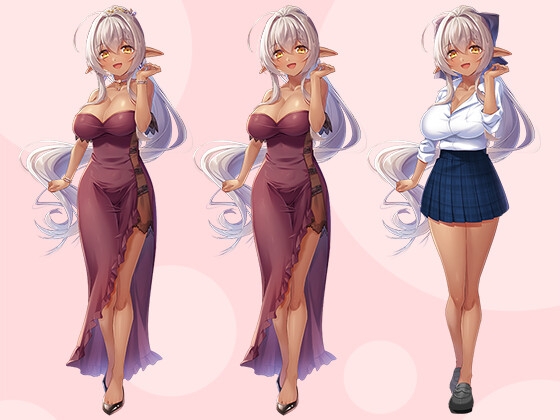 【立ち絵素材R18】ダークエルフの踊り子 フルセットPSDパック