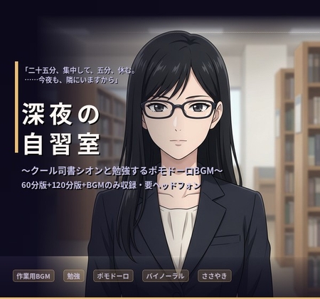 【勉強・作業用BGM】深夜の自習室 ～クール司書シオンと25分×集中ポモドーロ～