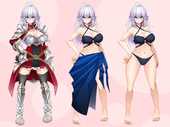 【立ち絵素材R18】誇り高き銀髪の女騎士 フルセットPSDパック 画像1