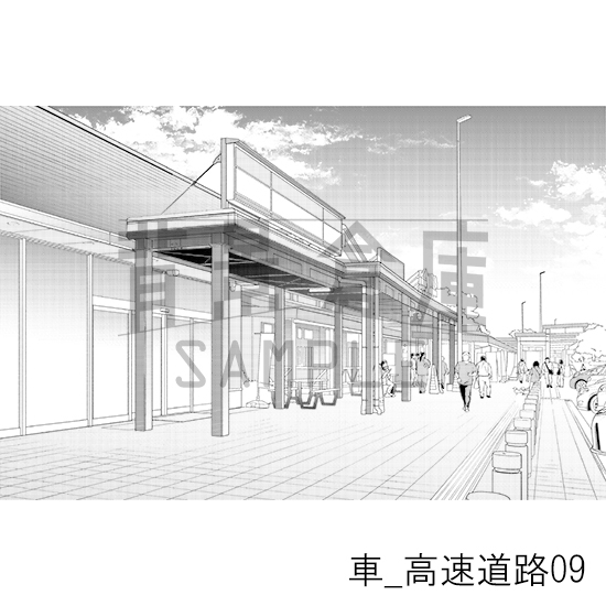 【トーンつき背景】車_背景素材11(高速道路)