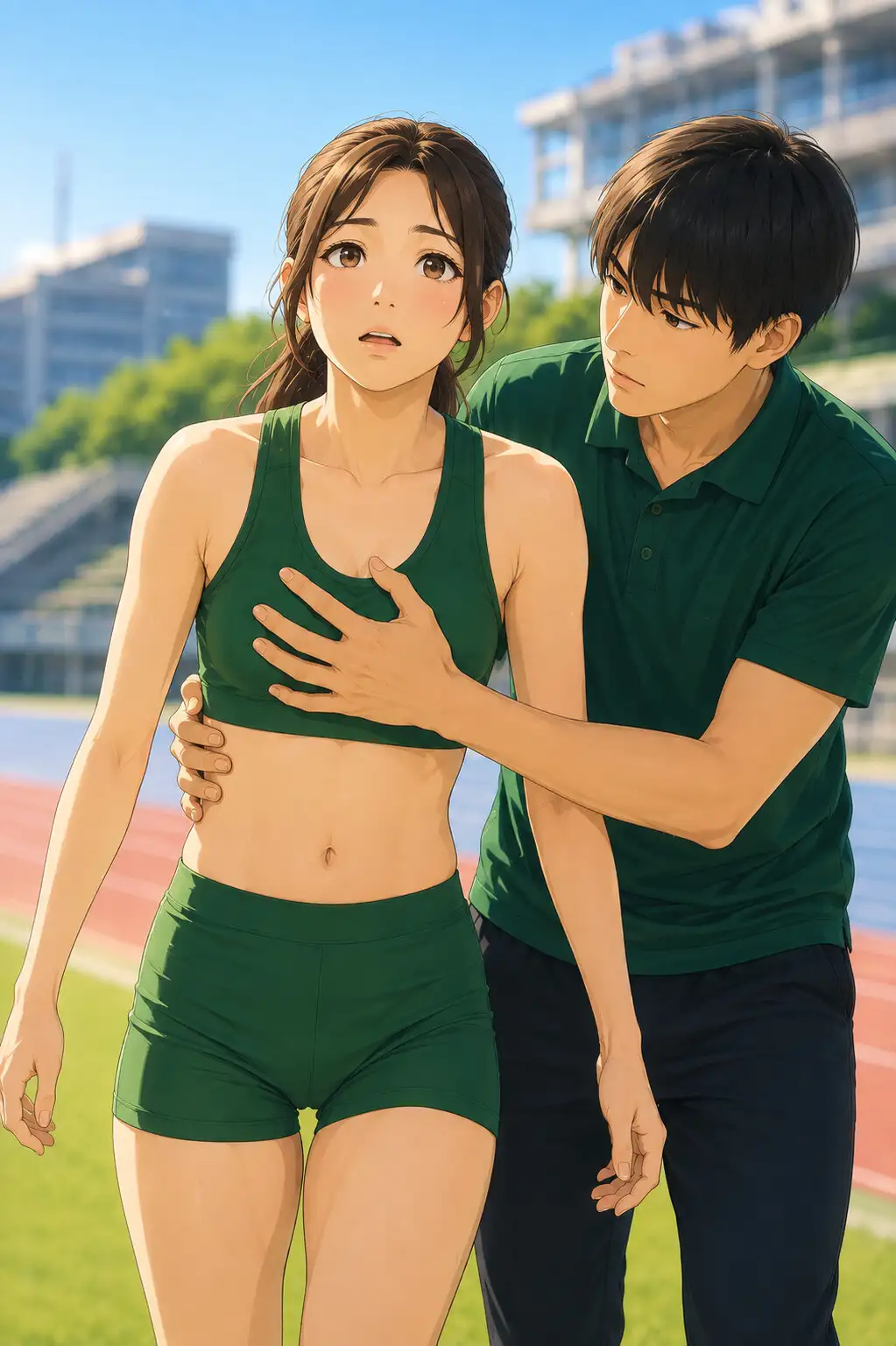 【CG】女子陸上部員のおっぱいを支える男子マネージャーたち！ サンプル画像 3