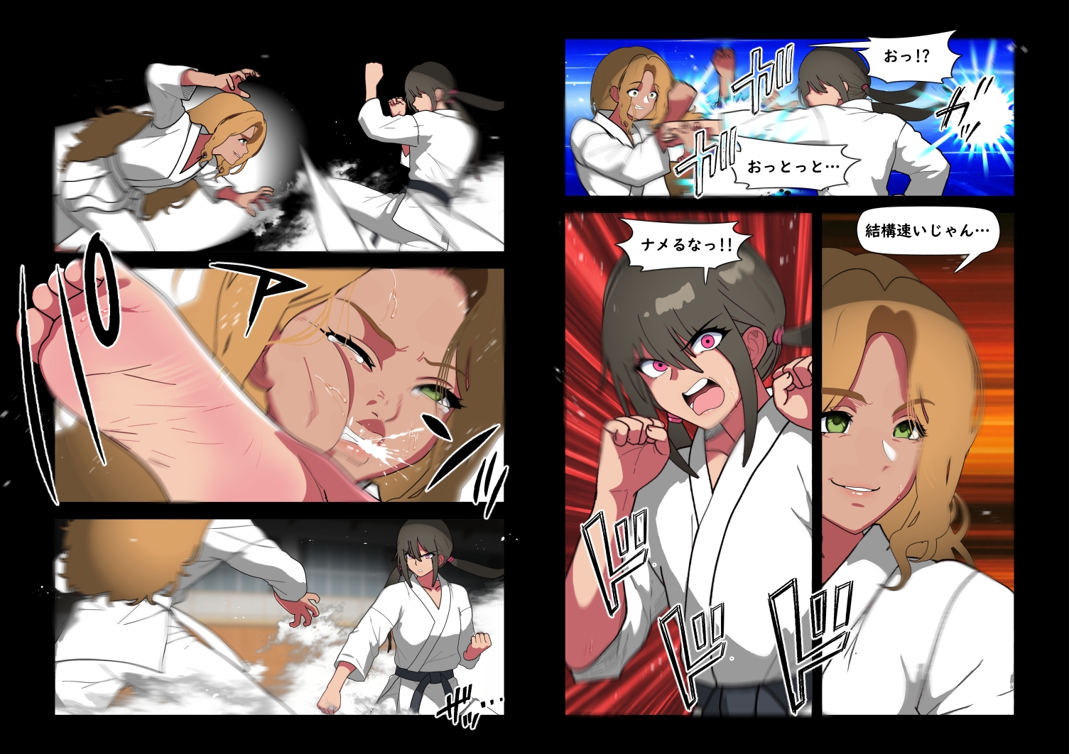 くろおびのおねえさん2空手VS柔道 くろおびのおねえさんVSしろおびのくろギャル おねえさん敗北！自分の黒帯で拘束され 目の前でカレシくんを逆NTRされるハナシ-3