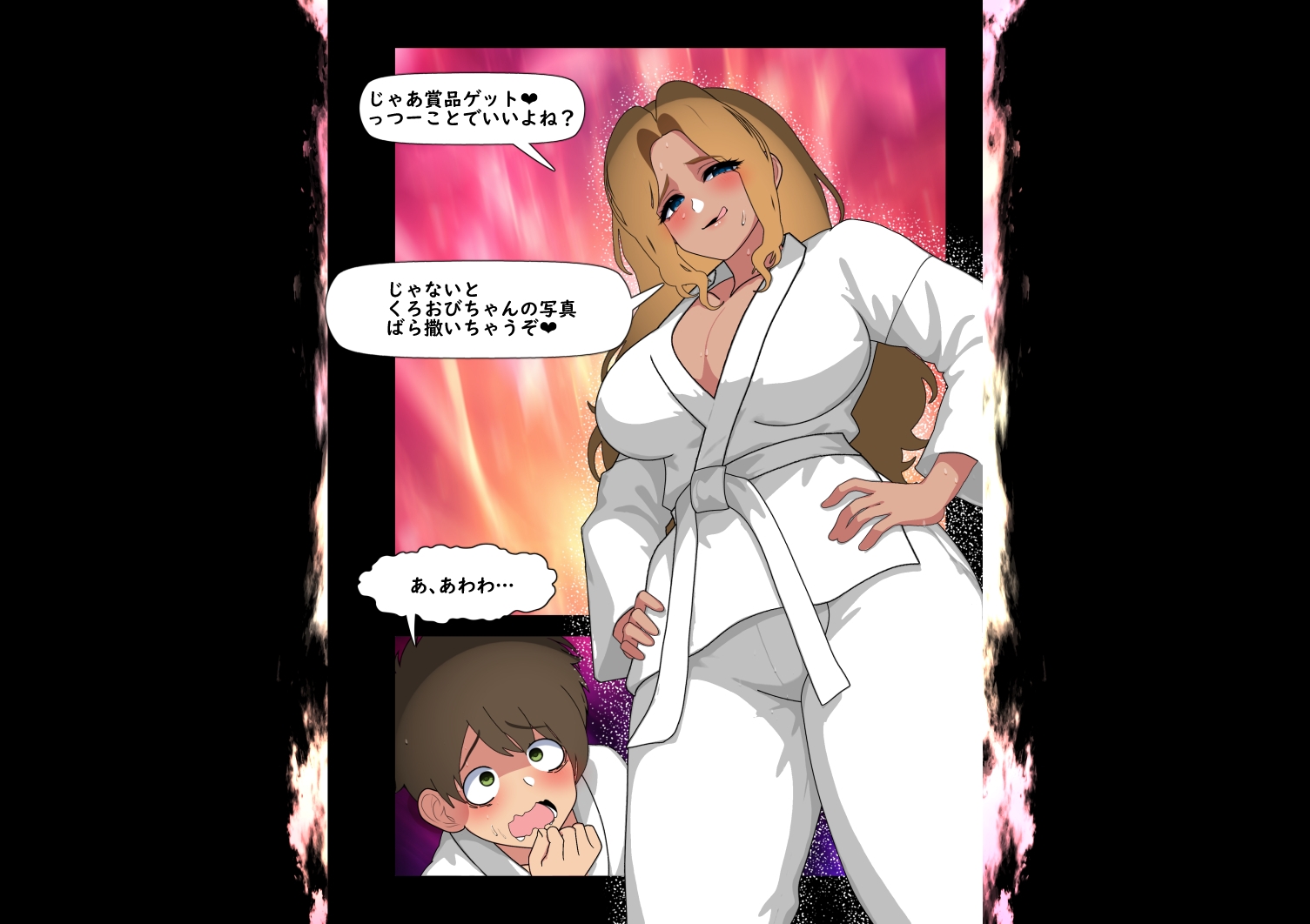 くろおびのおねえさん2空手VS柔道 くろおびのおねえさんVSしろおびのくろギャル おねえさん敗北！自分の黒帯で拘束され 目の前でカレシくんを逆NTRされるハナシ-8