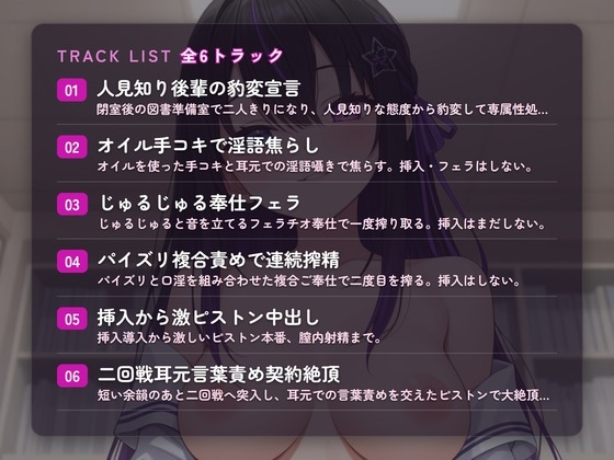 【淫語囁き×搾精管理】人見知り後輩の豹変専属性処理係指名 ~図書準備室でじゅるじゅる搾られ堕ちる♡~(全80分)