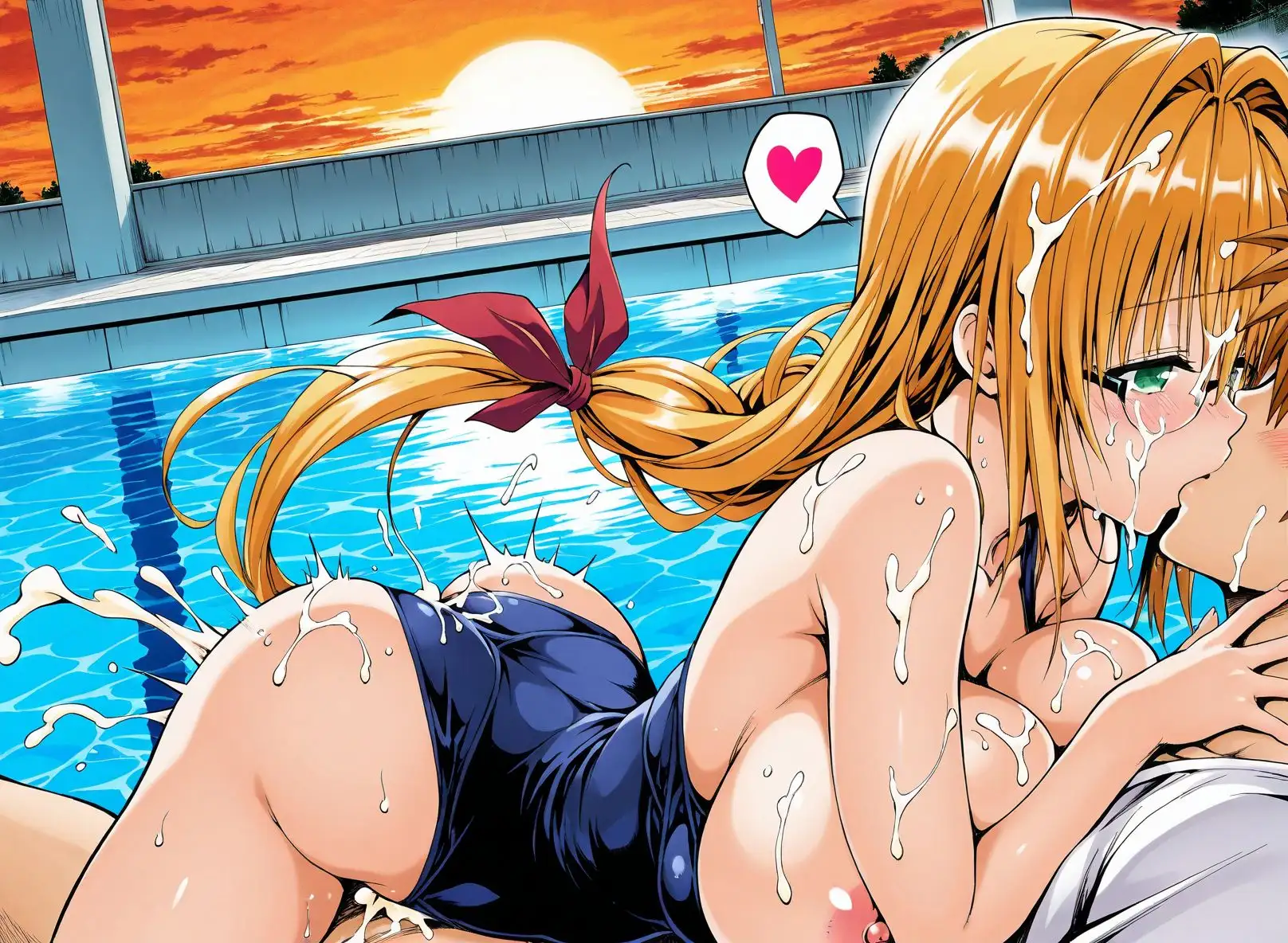 【アクシデンTo LOVE】【CG集TLT1対応】【スク水】金髪巨乳ドジっ子天然美人教師ティア先生と学校のプールでスク水ラブラブあまあまエッチ サンプル画像 3