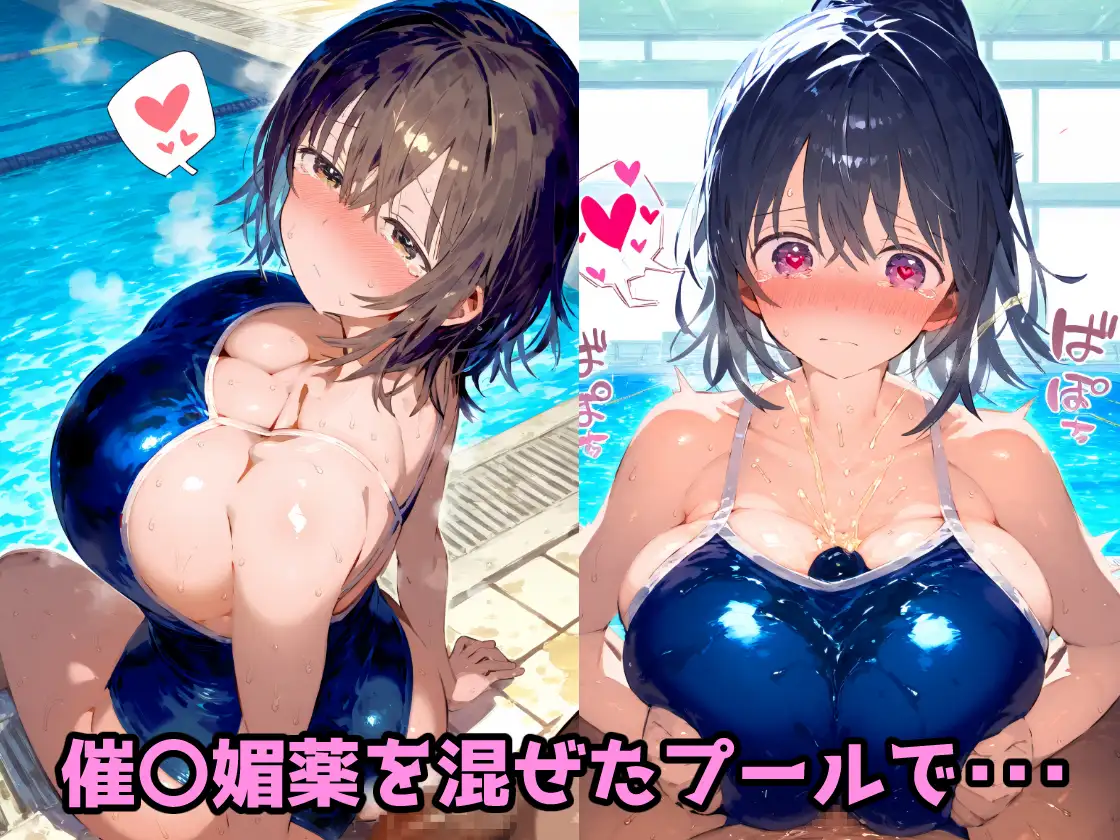 催〇媚薬プール！女子大水泳部でスク水セックスで本気のアヘ顔アクメ！【CG集500枚】 サンプル画像 2