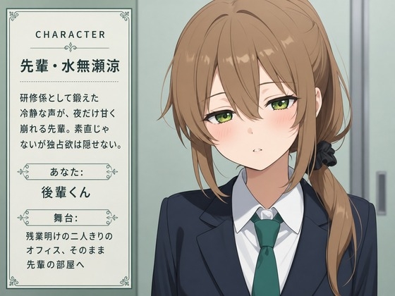 【吐息混じり×淫語囁き】研修係の先輩後輩、残業明けの部屋で離れられません