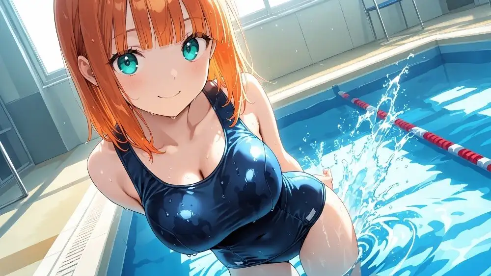 爆乳オレンジ黒髪水泳部が新人コーチと個別レッスン契約【4K】 サンプル画像 4
