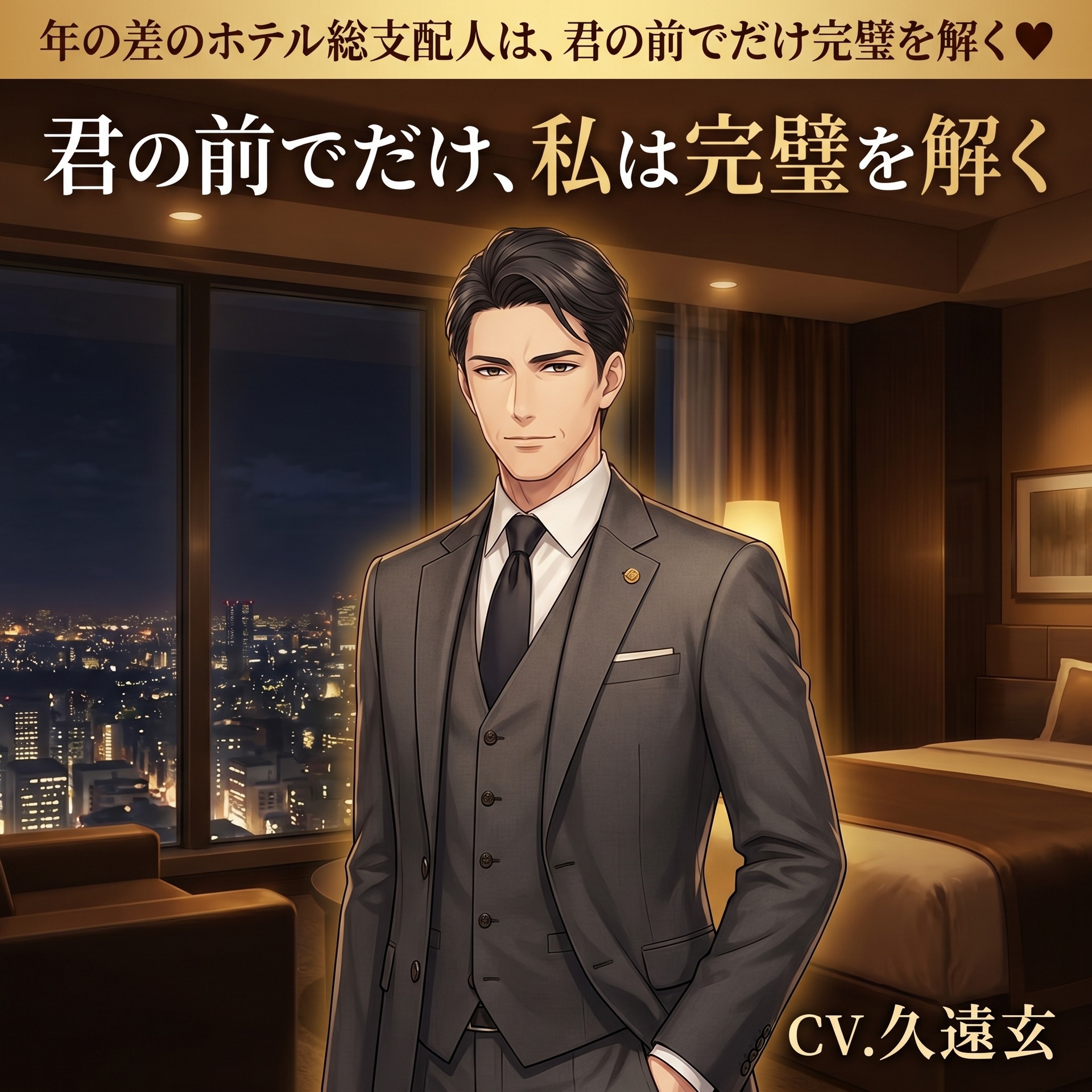 年の差のホテル総支配人は、君の前でだけ完璧を解く♡〜最上階のスイートで、大人の余裕で満たされる年の差溺愛〜【年の差/ホテル/溺愛/バイノーラル】-1画像