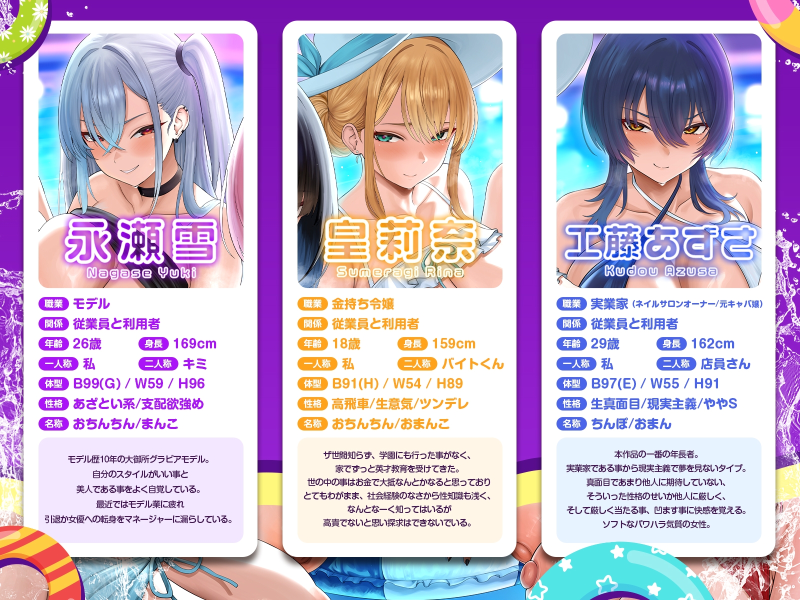 【早期特典】【3.5時間x5人】金持ちクセつよ美女の多いナイトプール~ナイトプール付きホテルの深夜アルバイトでお姉さんたちと水遊び(意味深)することになった件~ 画像5