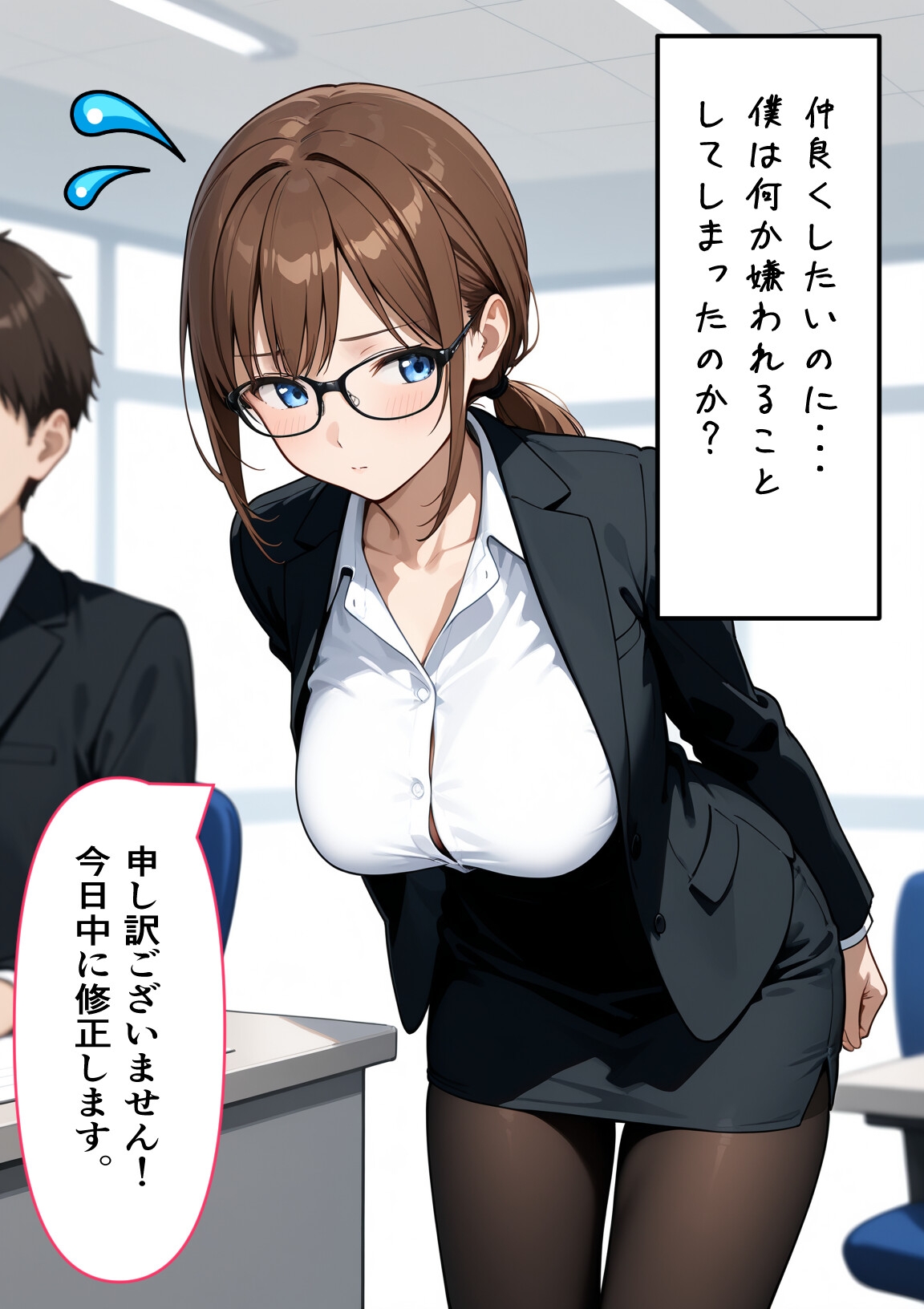 巨乳の後輩ちゃんと2人きりオフィスでOL服着たままセックス ～仕事中笑わないのにエッチ中デレデレに～ サンプル2