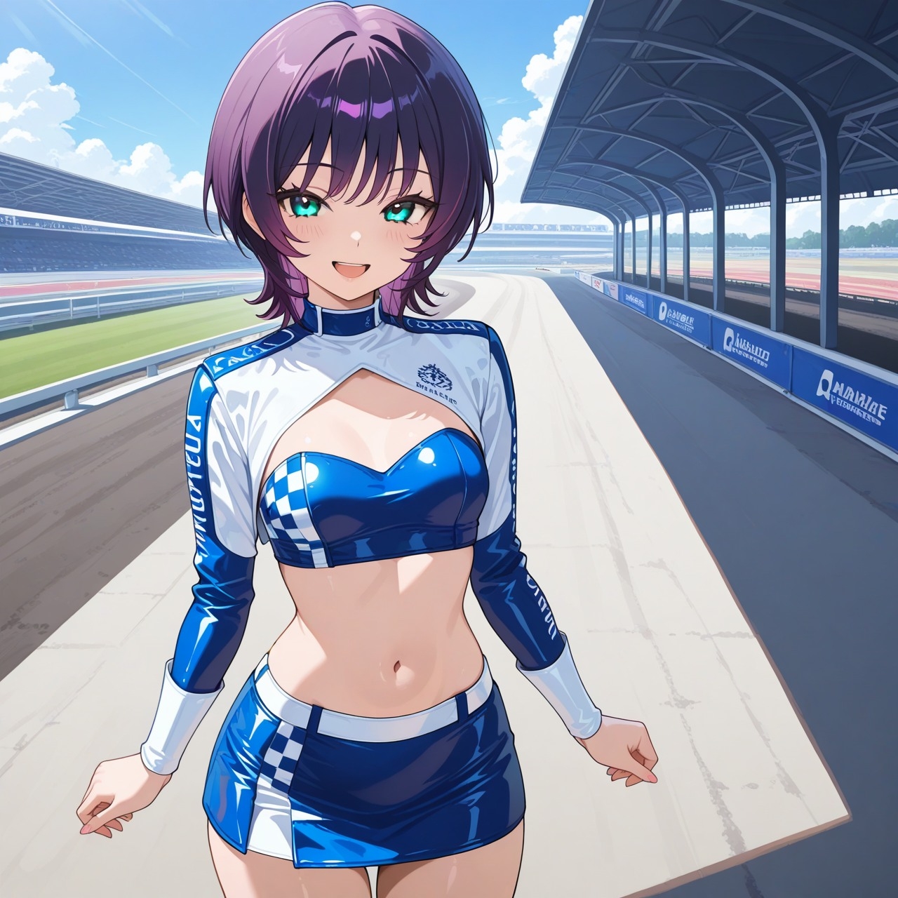 紫ショートちゃんの秘密のコスプレ撮影会 ～バニー・レースクイーン・巫女・ナース～【R18 AI CG集】 画像2