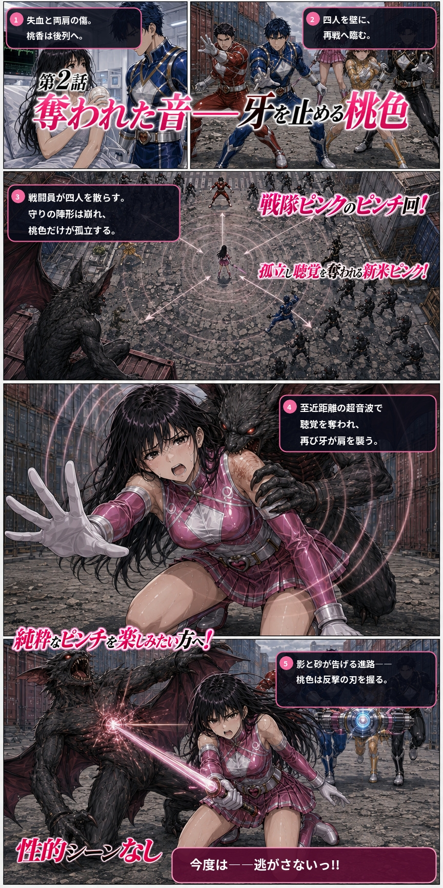 戦隊ピンクのピンチ回  第1話「狙われた初陣ー血翼のソナー」、第2話「奪われた音――牙を止める桃色」-3