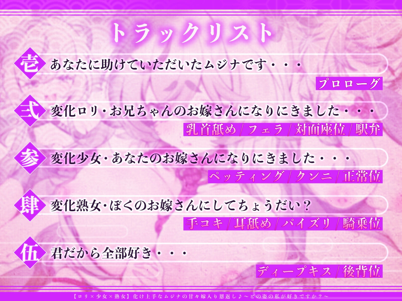 【○リ×少女×熟女】化け上手なムジナの甘々嫁入り恩返し♪〜どの姿の私が好きですか?〜【KU100収録】 画像3