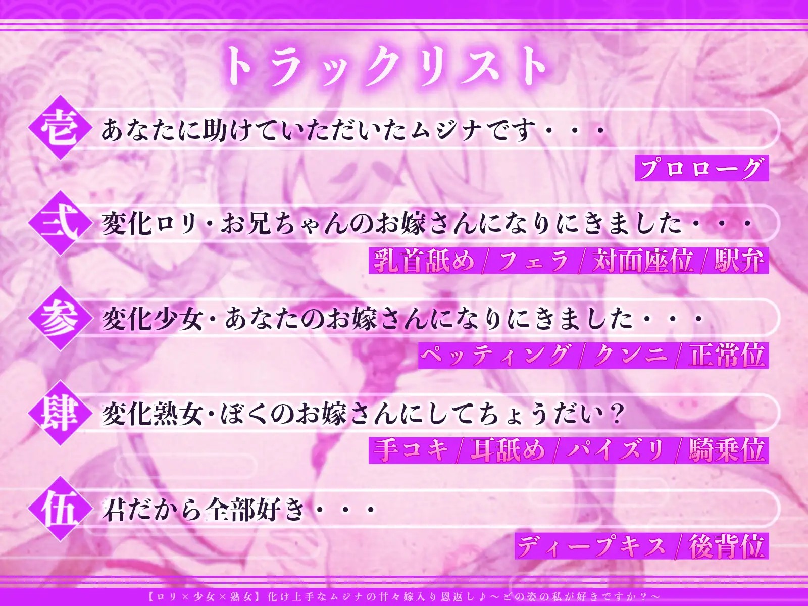 【ロリ×少女×熟女】化け上手なムジナの甘々嫁入り恩返し♪〜どの姿の私が好きですか？〜【KU100収録】 サンプル画像 3