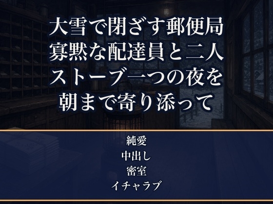 大雪で配達に出られなくなった山間の郵便局で、寡黙な配達員と居合わせた私だけ、灯油ストーブ一つの一晩を身を寄せ合ううちに朝まで奥へ注がれた年賀状取材のライターの話