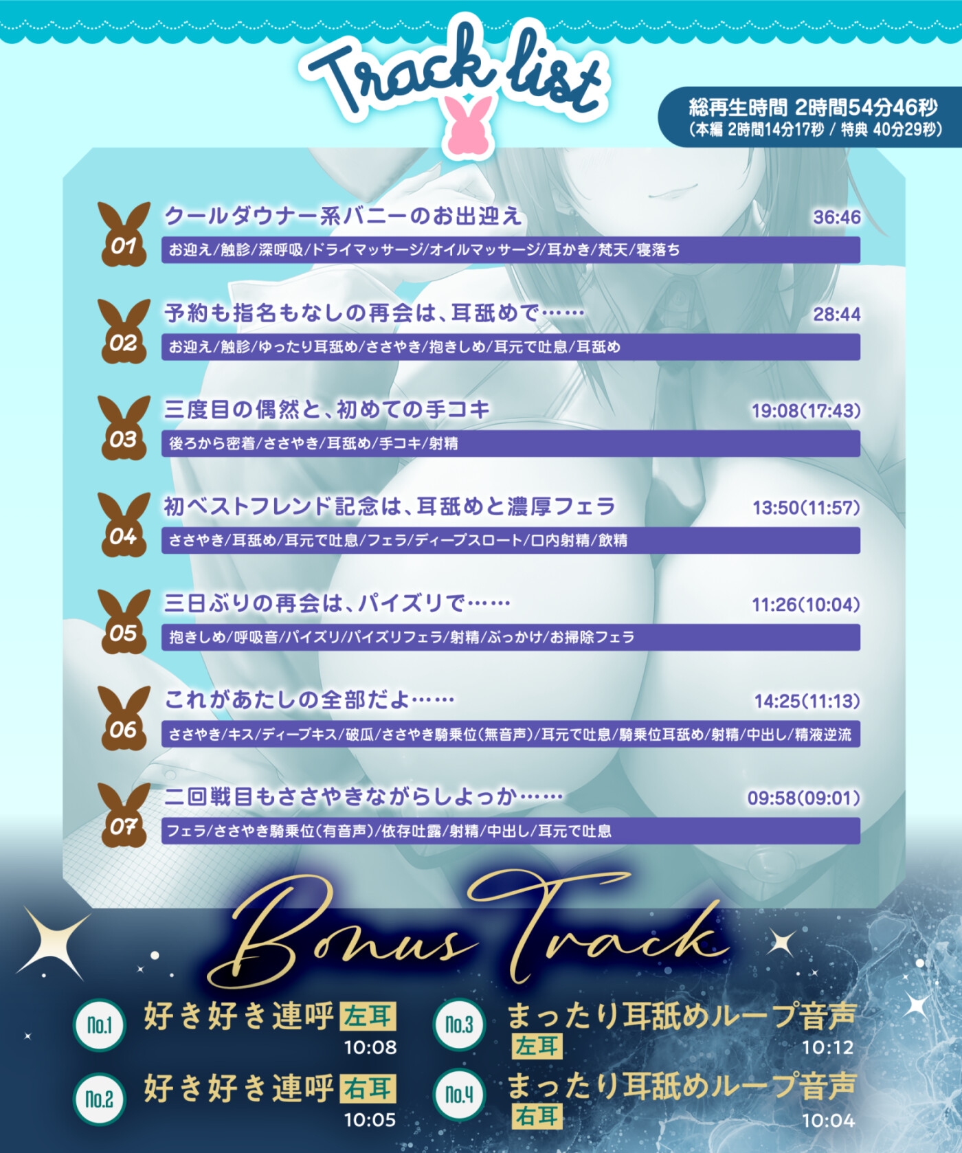 ✨9大特典付き✨【ささやき重視】えっちなバニーがお出迎え♪癒し処ゆるりらっくす～依存体質ダウナー系バニーと心地よく溶け合う耳舐めたっぷり濃厚リフレ～ サンプル画像5枚目