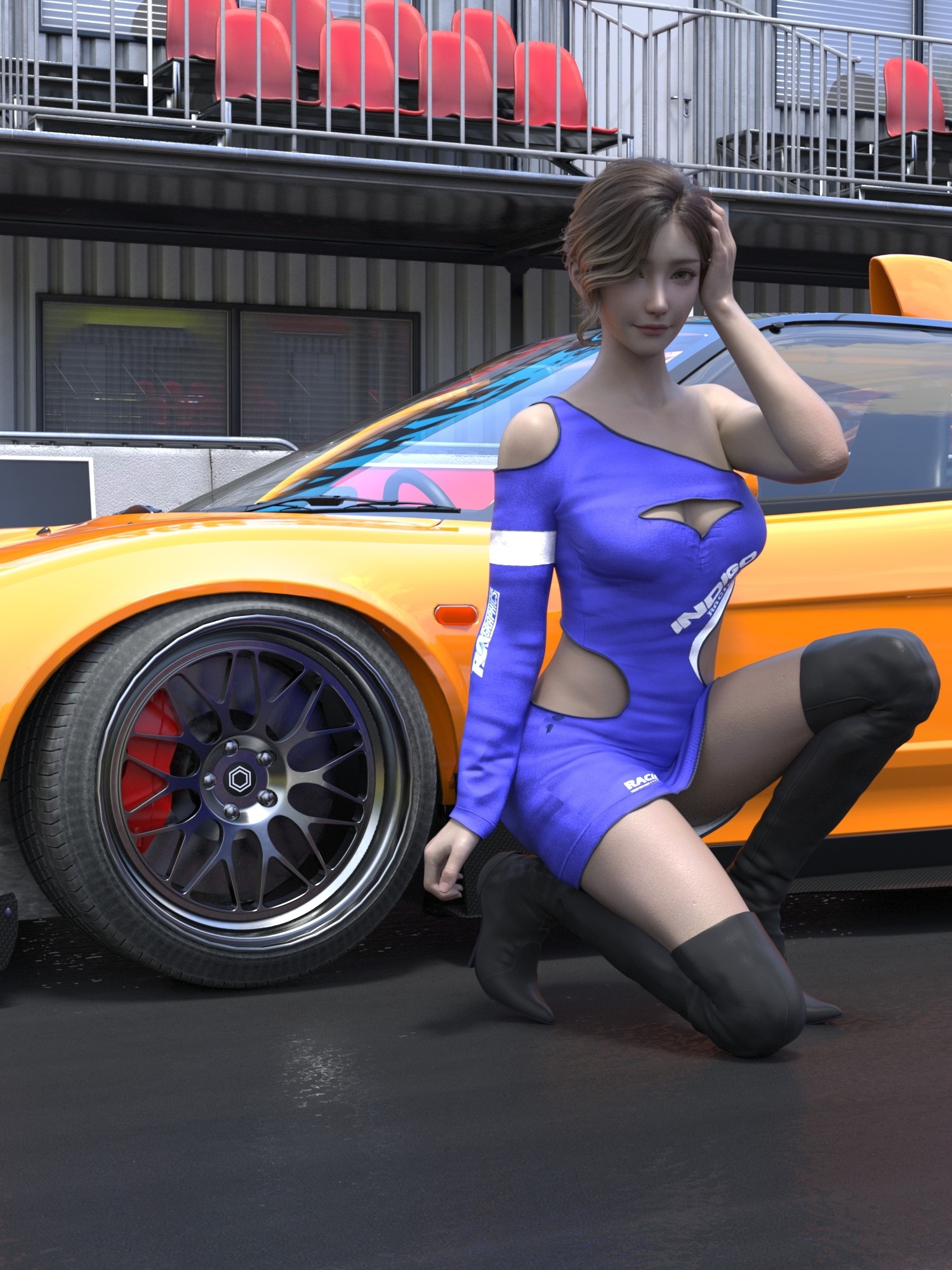 1週間の便秘を全部出しちゃうレースクイーンコスプレ女子大生