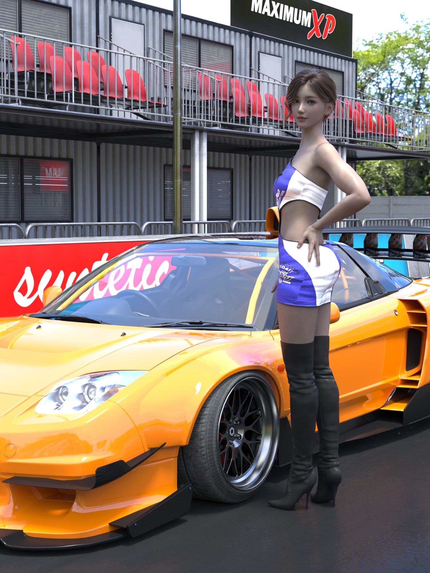 1週間の便秘を全部出しちゃうレースクイーンコスプレ女子大生