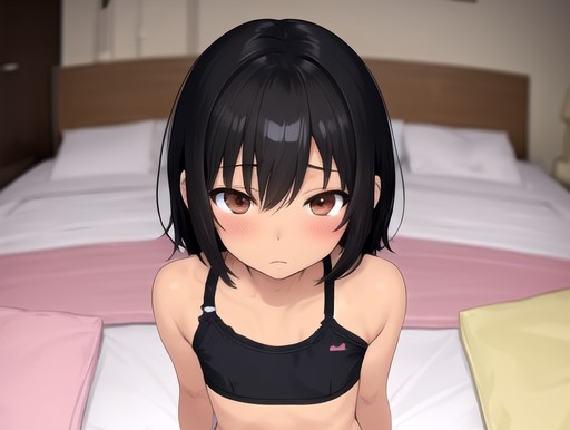 日焼けした胸の小さな少女