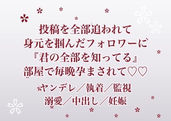 何年も私の投稿を全部追いかけて生活を読み切っていたフォロワーに身元を特定され『君の全部を知ってる』と部屋に囲われて毎晩孕まされ続けている話