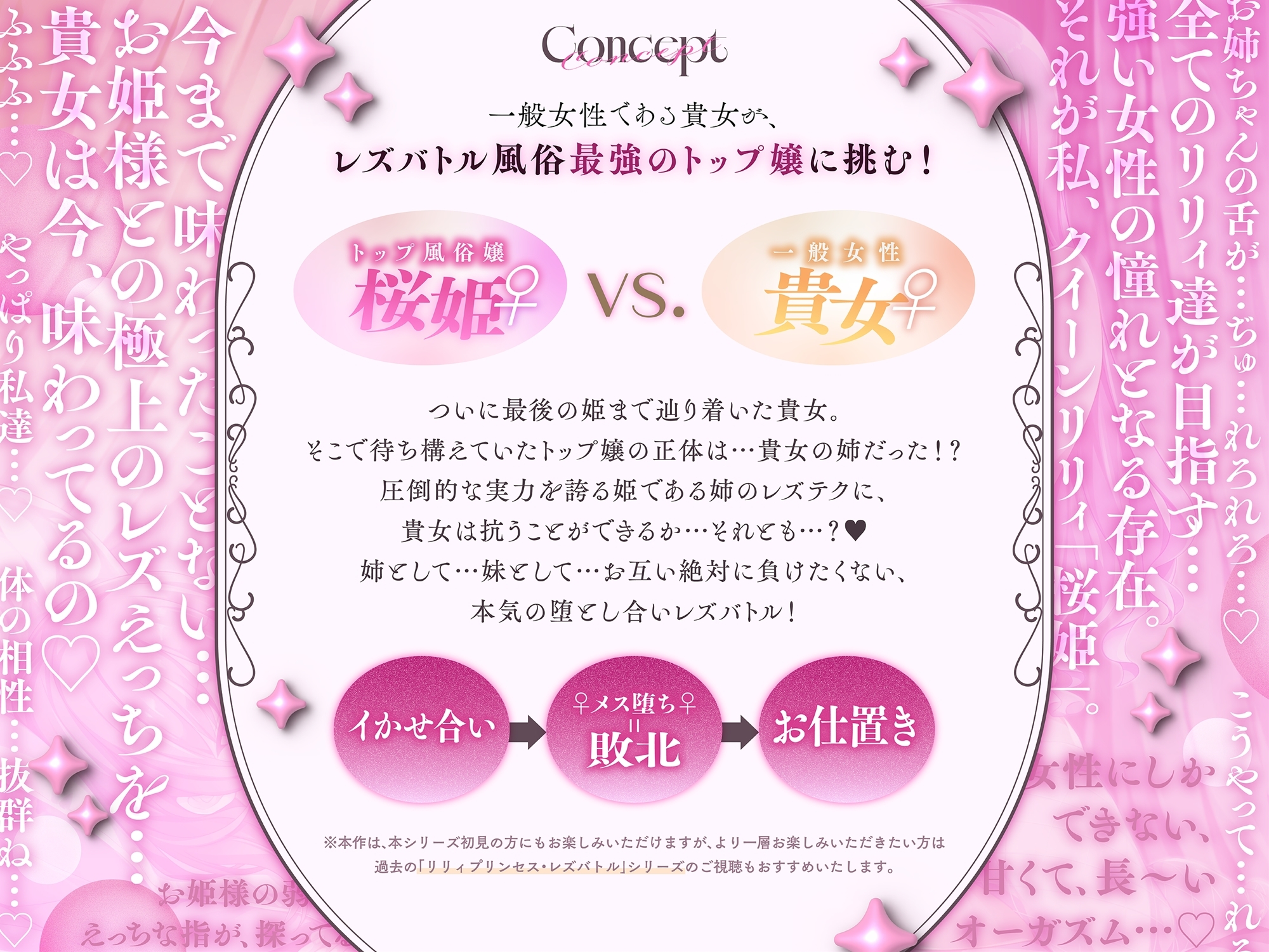 【KU100】リリィプリンセス・レズバトル『vs.桜姫』 レズテク最強のトップ風俗嬢は貴女の『お姉ちゃん』！? メス堕ちするまでイかせ合う濃厚姉妹レズえっちバトル！_image1