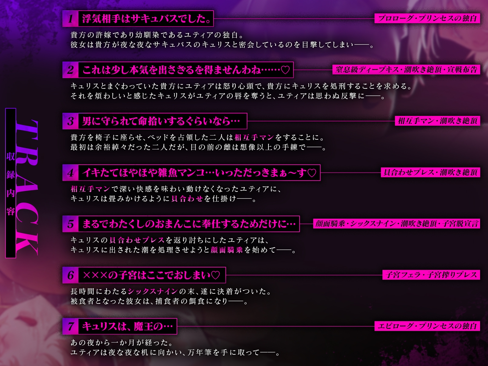 【鬼畜・レズバトル】 過激閲覧注意! サキュバスVSプリンセス~王子の浮気相手がサキュバスでしたので実力行使で排除致します♡~【KU100】